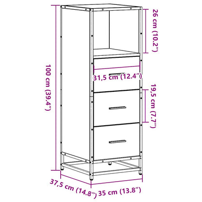 Bathroom Cabinet Smoked Oak 35x37.5x100 cm Engineered Wood