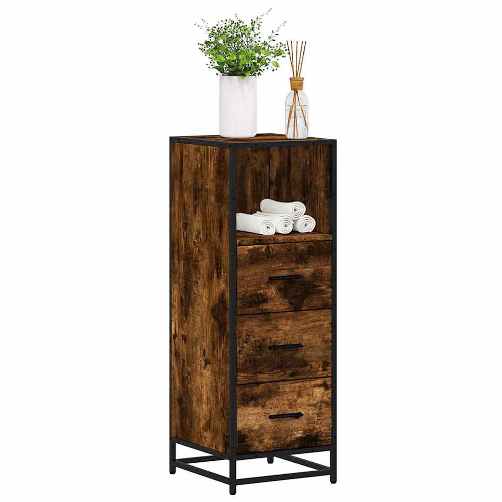 Bathroom Cabinet Smoked Oak 35x37.5x100 cm Engineered Wood