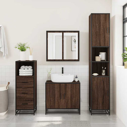 Bathroom Cabinet Brown Oak 35x37.5x100 cm Engineered Wood