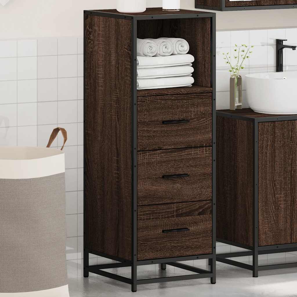 Bathroom Cabinet Brown Oak 35x37.5x100 cm Engineered Wood