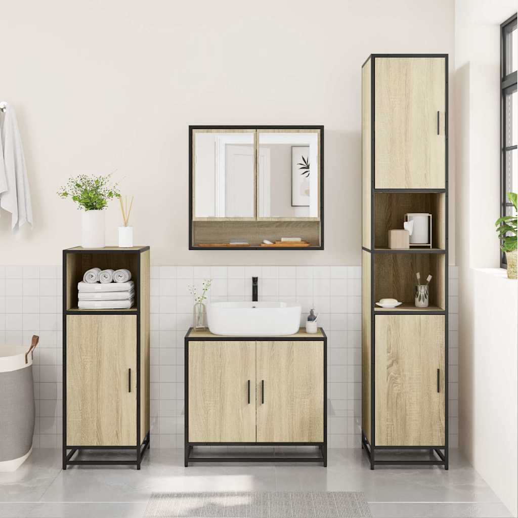 Bathroom Mirror Cabinet Sonoma Oak 65x20x60 cm Engineered Wood - Bend