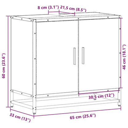 Bathroom Sink Cabinet Smoked Oak 65x33x60 cm Engineered Wood