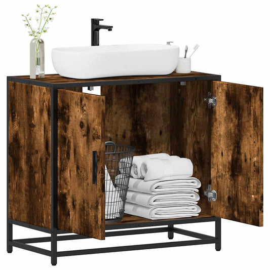 Bathroom Sink Cabinet Smoked Oak 65x33x60 cm Engineered Wood