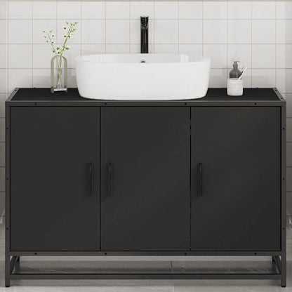 Bathroom Sink Cabinet Black 90x33x60 cm Engineered Wood