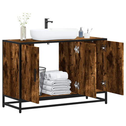 Bathroom Sink Cabinet Smoked Oak 90x33x60 cm Engineered Wood