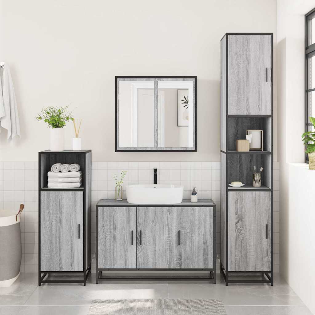 Bathroom Sink Cabinet Grey Sonoma 90x33x60 cm Engineered Wood