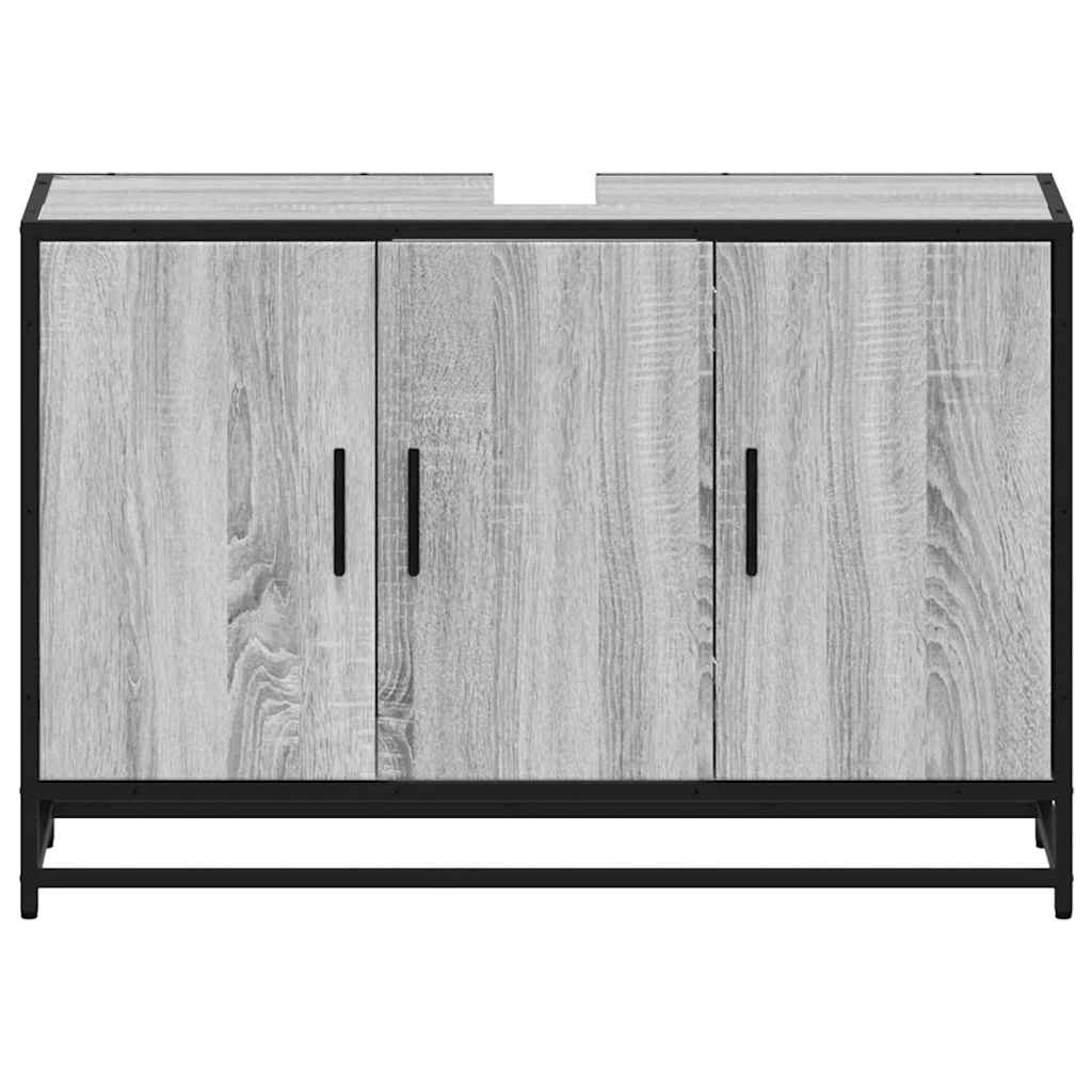 Bathroom Sink Cabinet Grey Sonoma 90x33x60 cm Engineered Wood