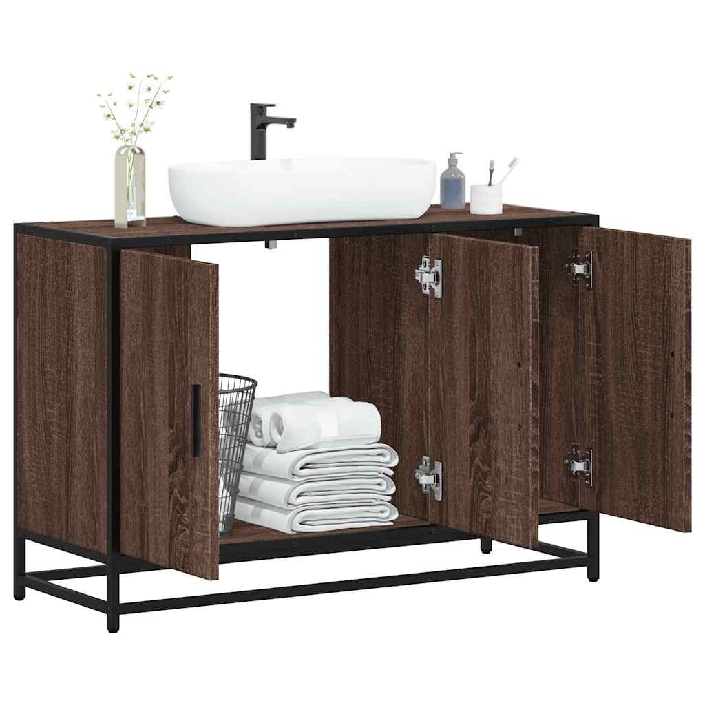 Bathroom Sink Cabinet Brown Oak 90x33x60 cm Engineered Wood