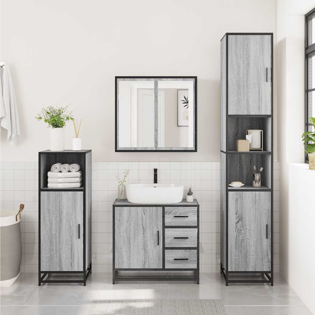 Bathroom Sink Cabinet Grey Sonoma 65x33x60 cm Engineered Wood