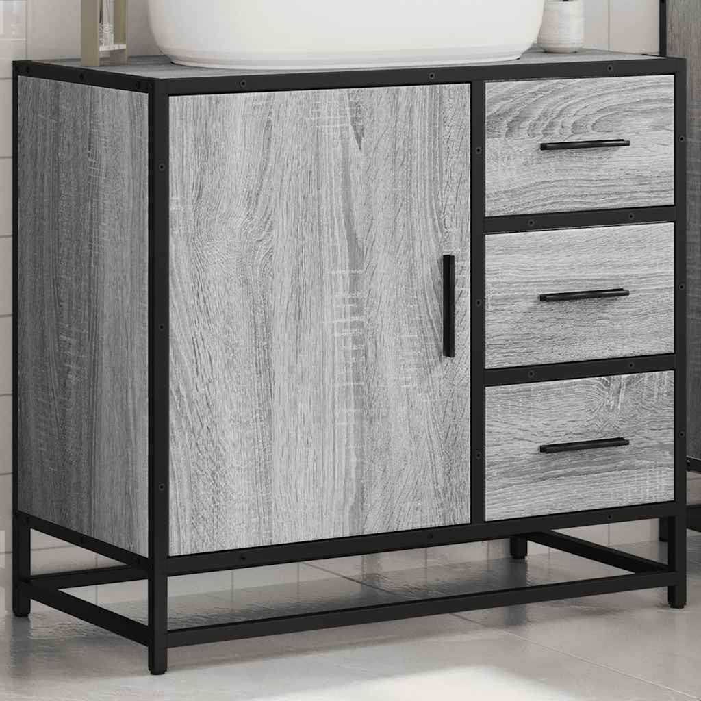 Bathroom Sink Cabinet Grey Sonoma 65x33x60 cm Engineered Wood