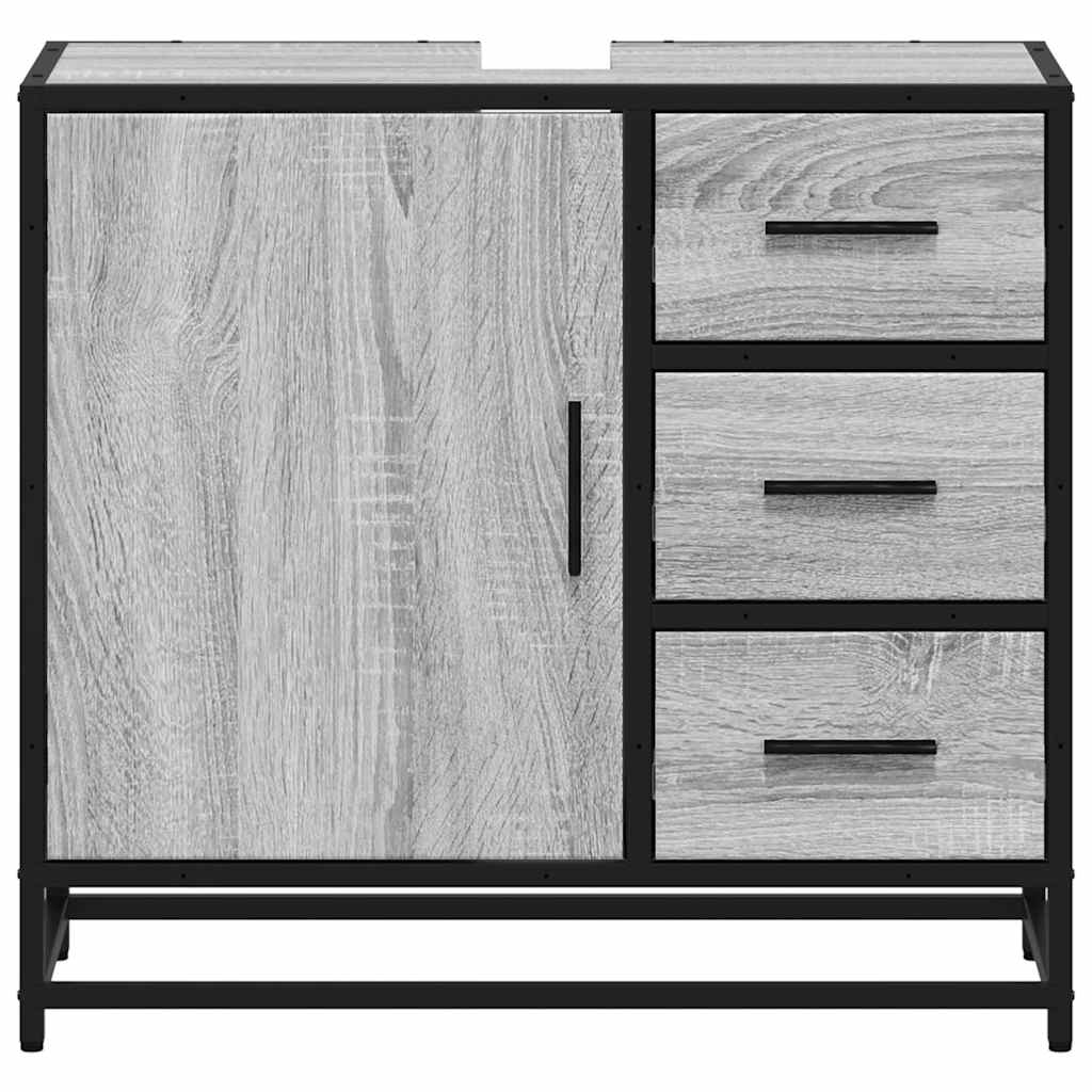 Bathroom Sink Cabinet Grey Sonoma 65x33x60 cm Engineered Wood