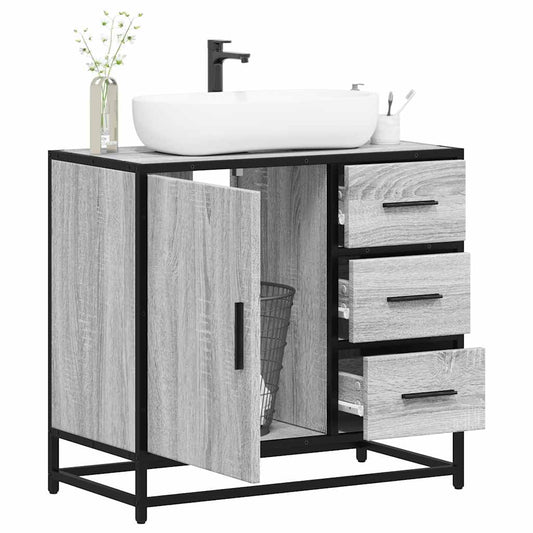 Bathroom Sink Cabinet Grey Sonoma 65x33x60 cm Engineered Wood