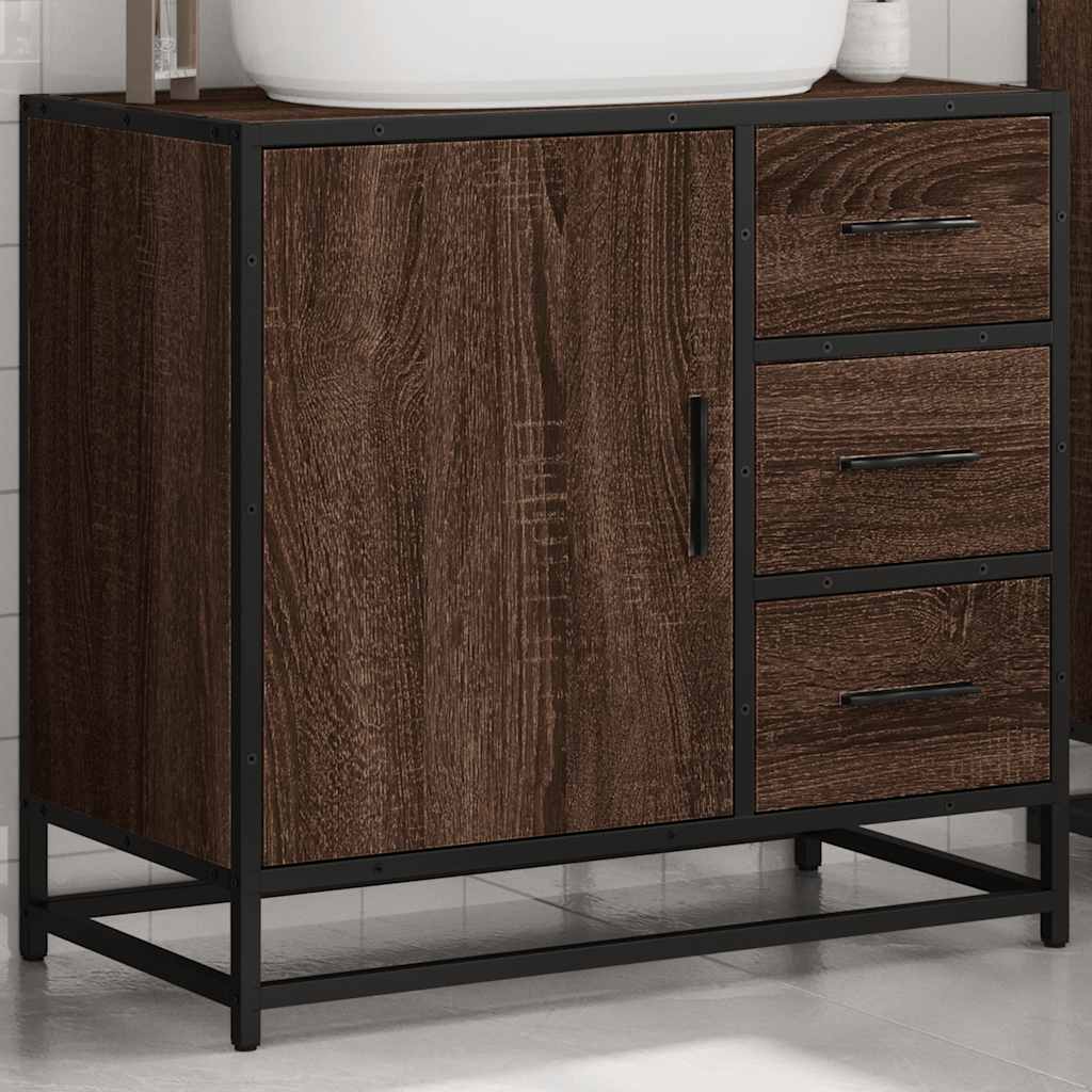 Bathroom Sink Cabinet Brown Oak 65x33x60 cm Engineered Wood