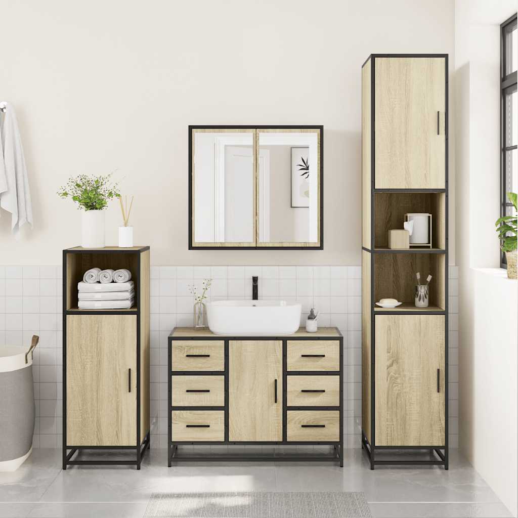 Bathroom Sink Cabinet Sonoma Oak 80x33x60 cm Engineered Wood