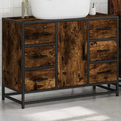 Bathroom Sink Cabinet Smoked Oak 80x33x60 cm Engineered Wood