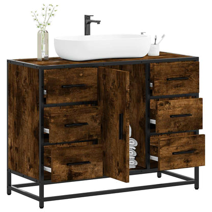 Bathroom Sink Cabinet Smoked Oak 80x33x60 cm Engineered Wood