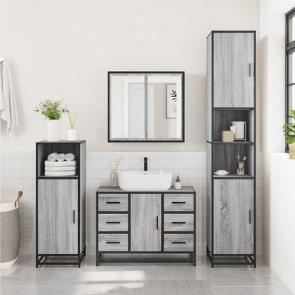 Bathroom Sink Cabinet Grey Sonoma 80x33x60 cm Engineered Wood