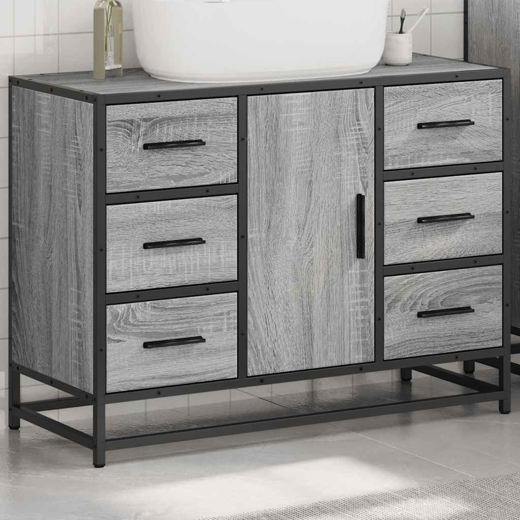 Bathroom Sink Cabinet Grey Sonoma 80x33x60 cm Engineered Wood