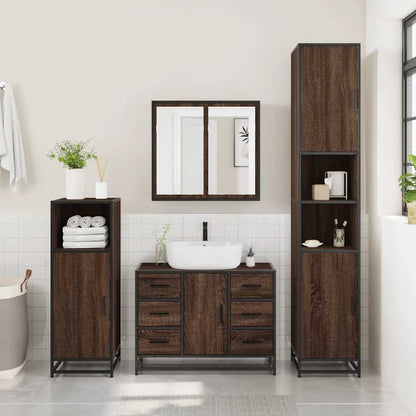 Bathroom Sink Cabinet Brown Oak 80x33x60 cm Engineered Wood