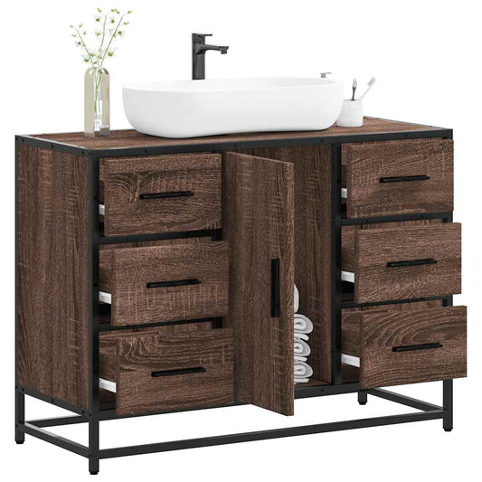 Bathroom Sink Cabinet Brown Oak 80x33x60 cm Engineered Wood