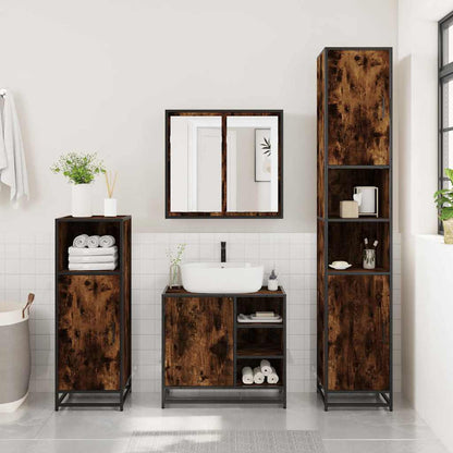 Bathroom Sink Cabinet Smoked Oak 65x33x60 cm Engineered Wood