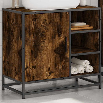 Bathroom Sink Cabinet Smoked Oak 65x33x60 cm Engineered Wood