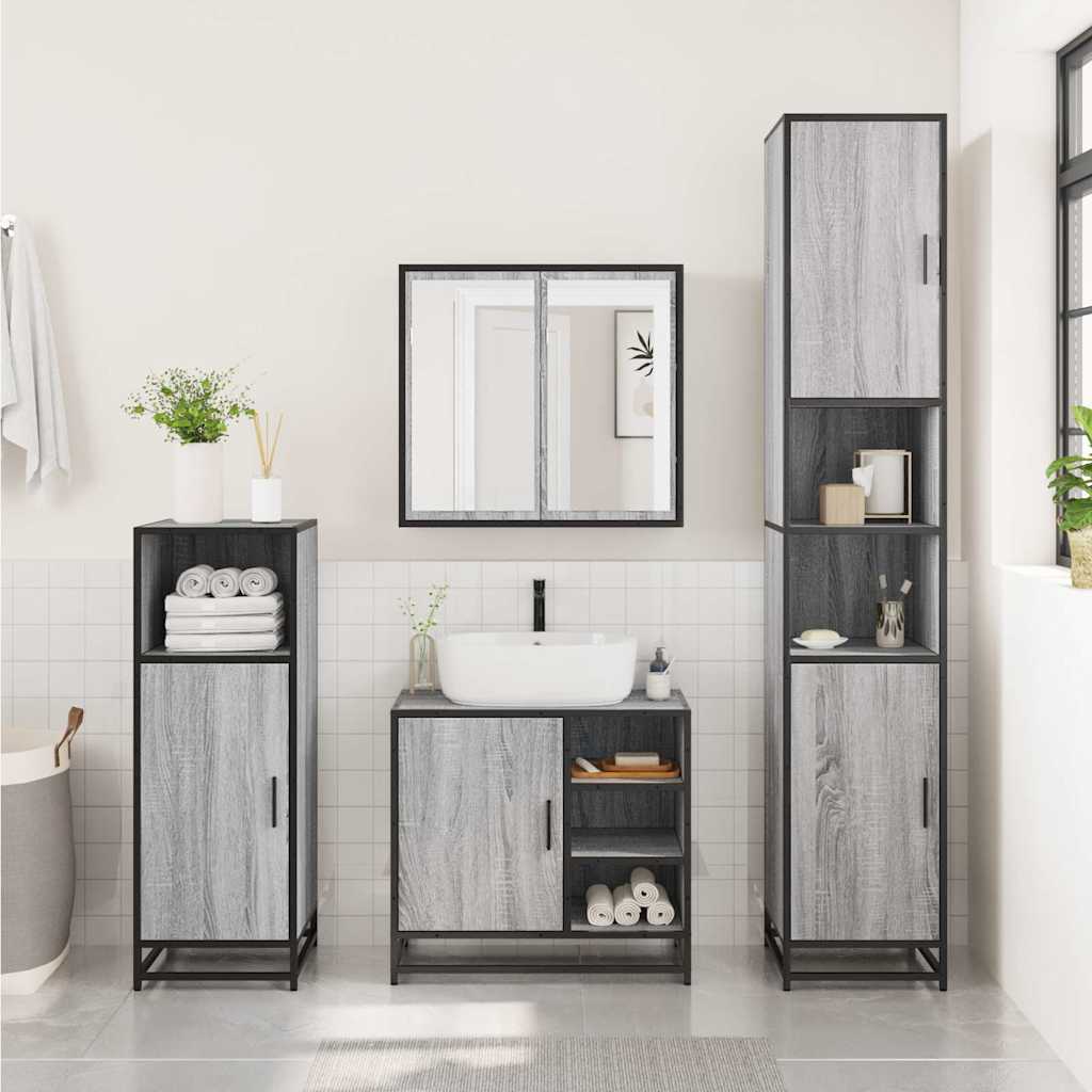 Bathroom Sink Cabinet Grey Sonoma 65x33x60 cm Engineered Wood