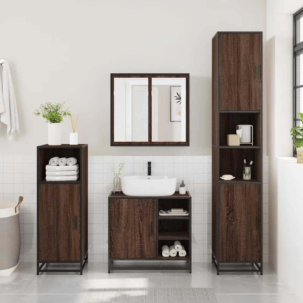 Bathroom Sink Cabinet Brown Oak 65x33x60 cm Engineered Wood