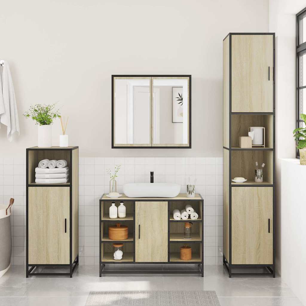 Bathroom Sink Cabinet Sonoma Oak 80x33x60 cm Engineered Wood