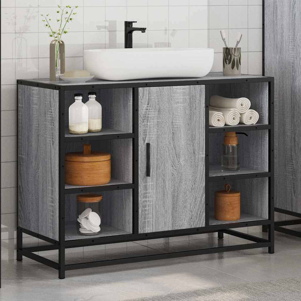 Bathroom Sink Cabinet Grey Sonoma 80x33x60 cm Engineered Wood