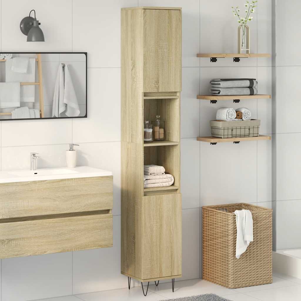 Bathroom Cabinet Sonoma Oak 30x30x190cm Engineered Wood