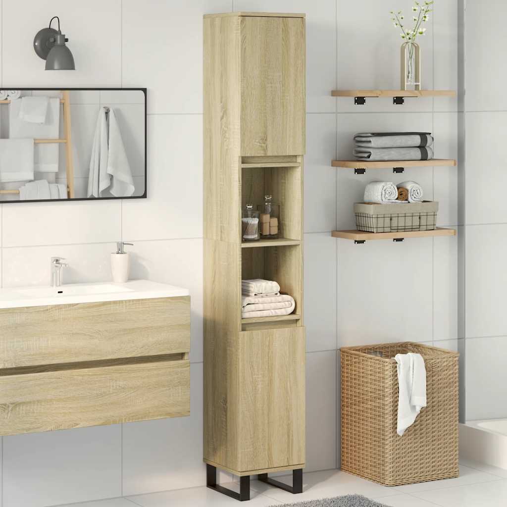 Bathroom Cabinet Sonoma Oak 30x30x190cm Engineered Wood