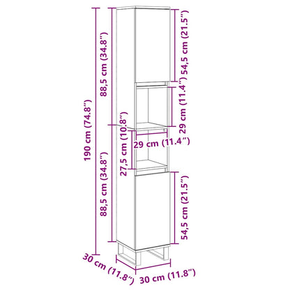 Bathroom Cabinet Sonoma Oak 30x30x190cm Engineered Wood