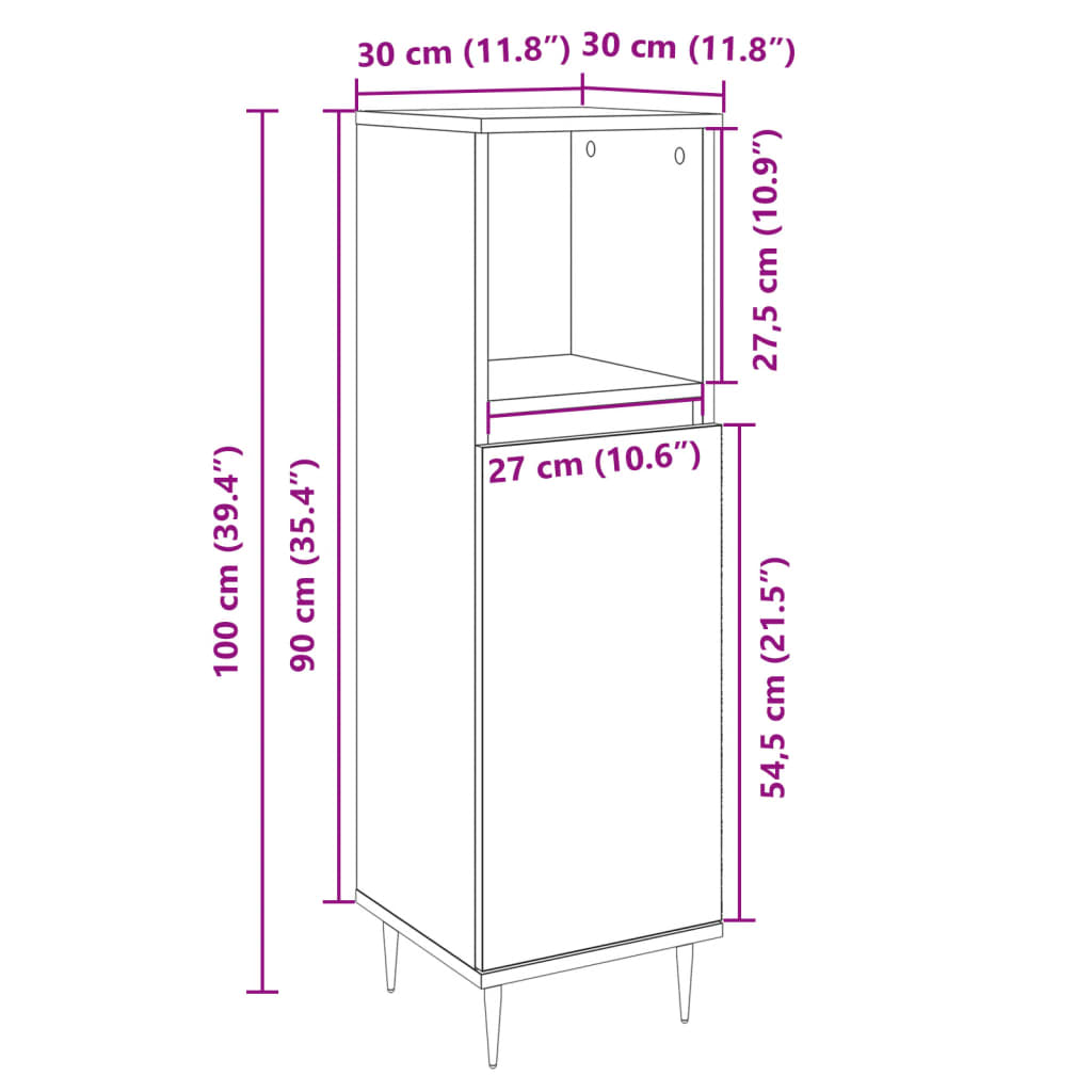 Bathroom Cabinet Sonoma Oak 30x30x100 cm Engineered Wood