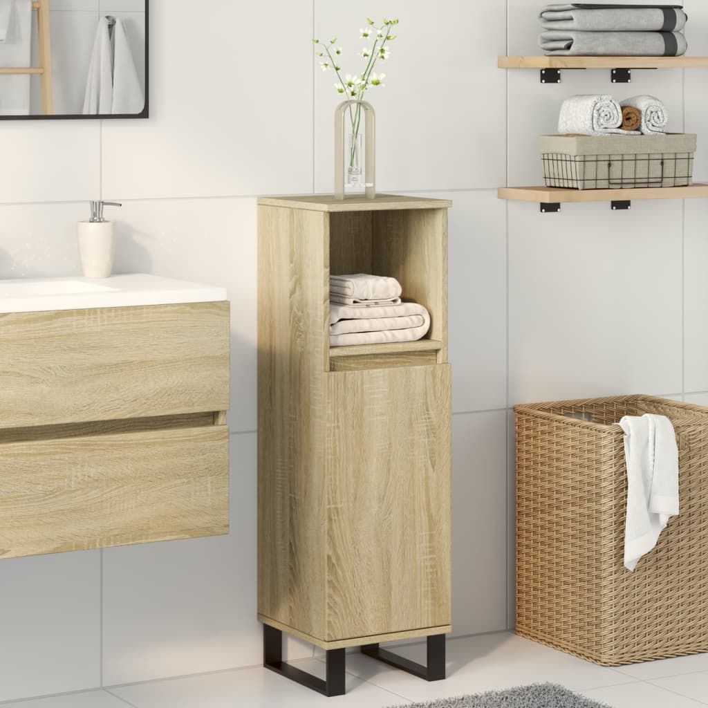 Bathroom Cabinet Sonoma Oak 30x30x100 cm Engineered Wood - Bend