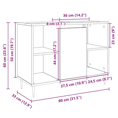 Bathroom Cabinet Sonoma Oak 80x33x60 cm Engineered Wood