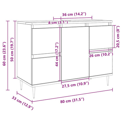 Bathroom Cabinet Sonoma Oak 80x33x60 cm Engineered Wood