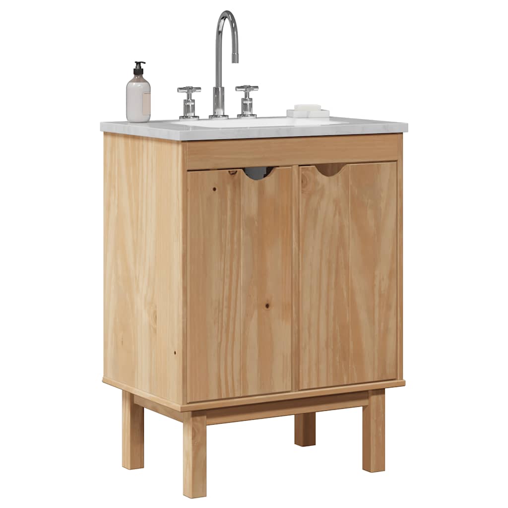 Bathroom Sink Cabinet OTTA 59x40x80 cm Solid Wood Pine - Bend