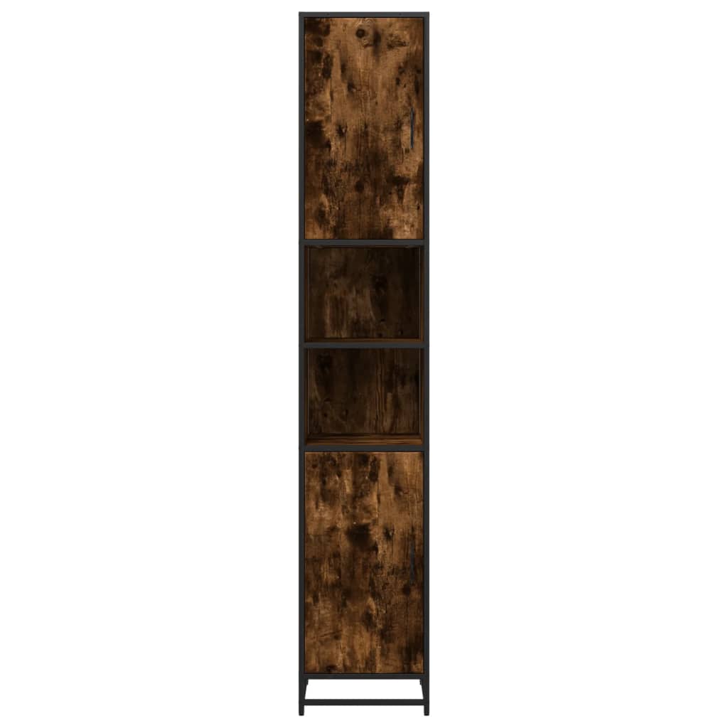 Bathroom Cabinet Smoked Oak 35x37.5x188.5 cm Engineered Wood and Metal