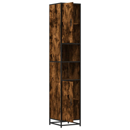 Bathroom Cabinet Smoked Oak 35x37.5x188.5 cm Engineered Wood and Metal