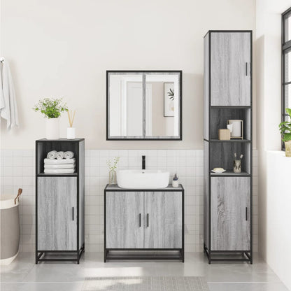 Bathroom Cabinet Grey Sonoma 35x37.5x188.5 cm Engineered Wood and Metal