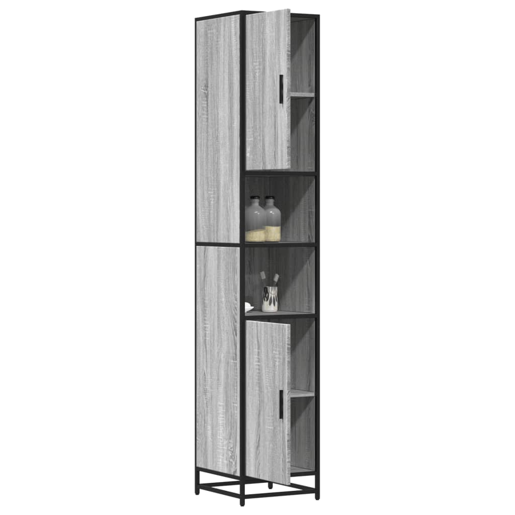 Bathroom Cabinet Grey Sonoma 35x37.5x188.5 cm Engineered Wood and Metal