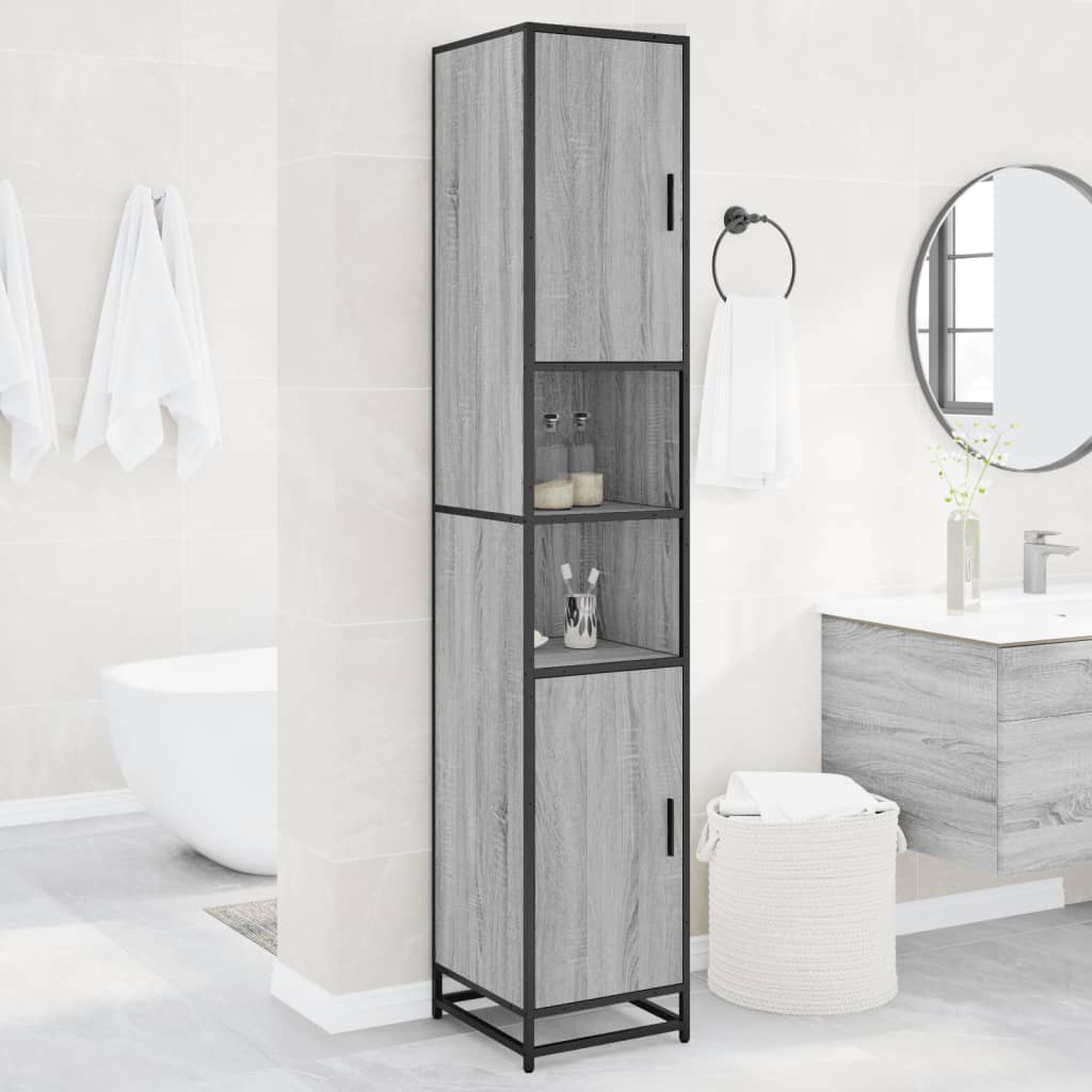 Bathroom Cabinet Grey Sonoma 35x37.5x188.5 cm Engineered Wood and Metal