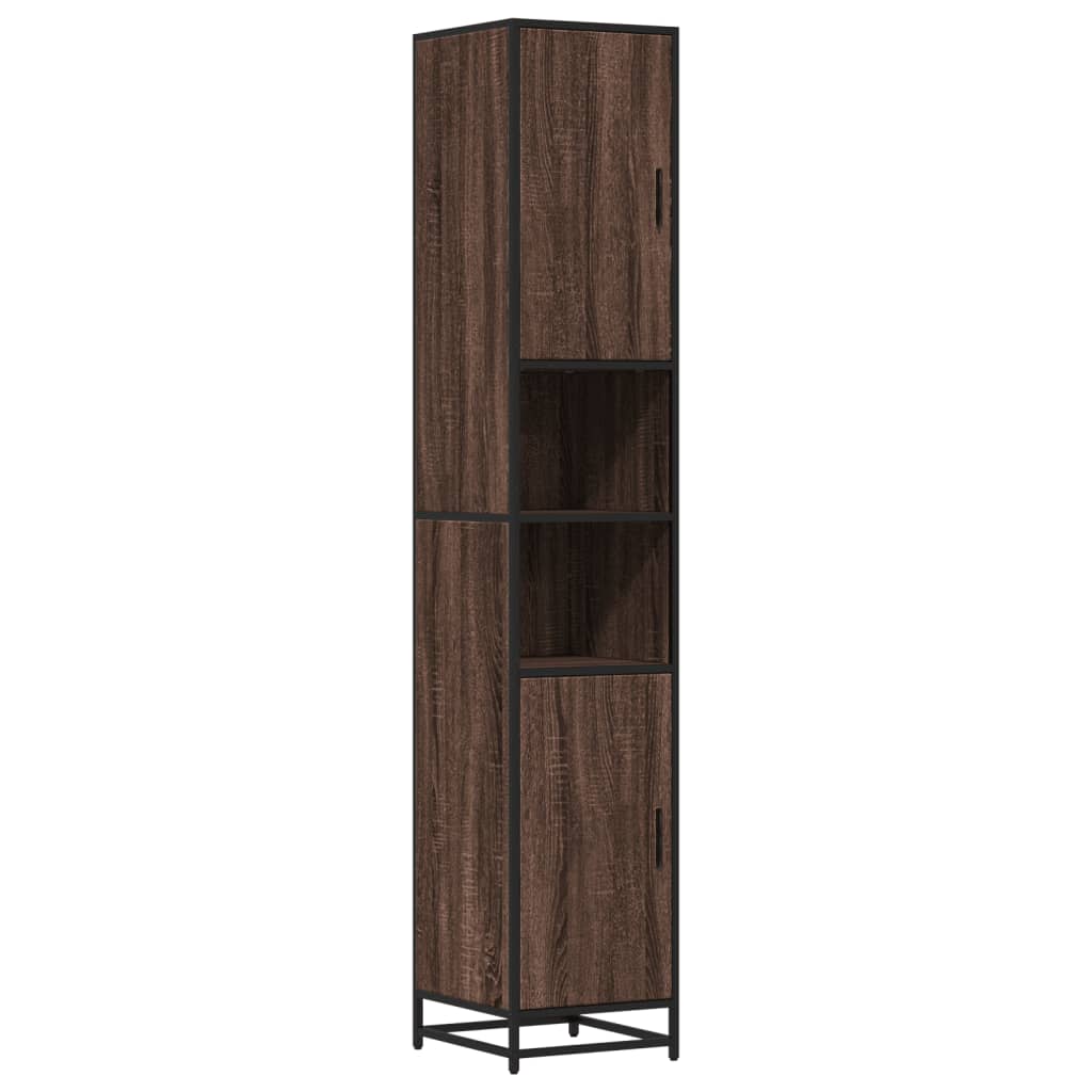 Bathroom Cabinet Brown Oak 35x37.5x188.5 cm Engineered Wood and Metal