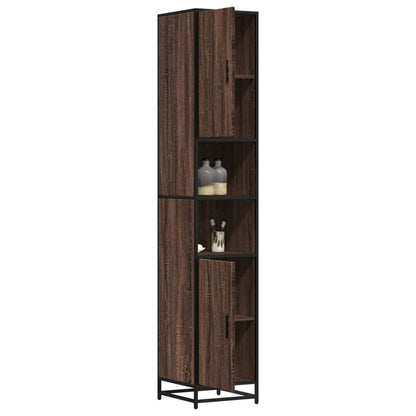 Bathroom Cabinet Brown Oak 35x37.5x188.5 cm Engineered Wood and Metal