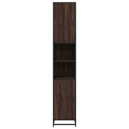 Bathroom Cabinet Brown Oak 35x37.5x188.5 cm Engineered Wood and Metal