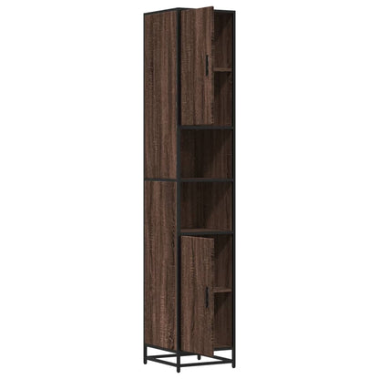 Bathroom Cabinet Brown Oak 35x37.5x188.5 cm Engineered Wood and Metal