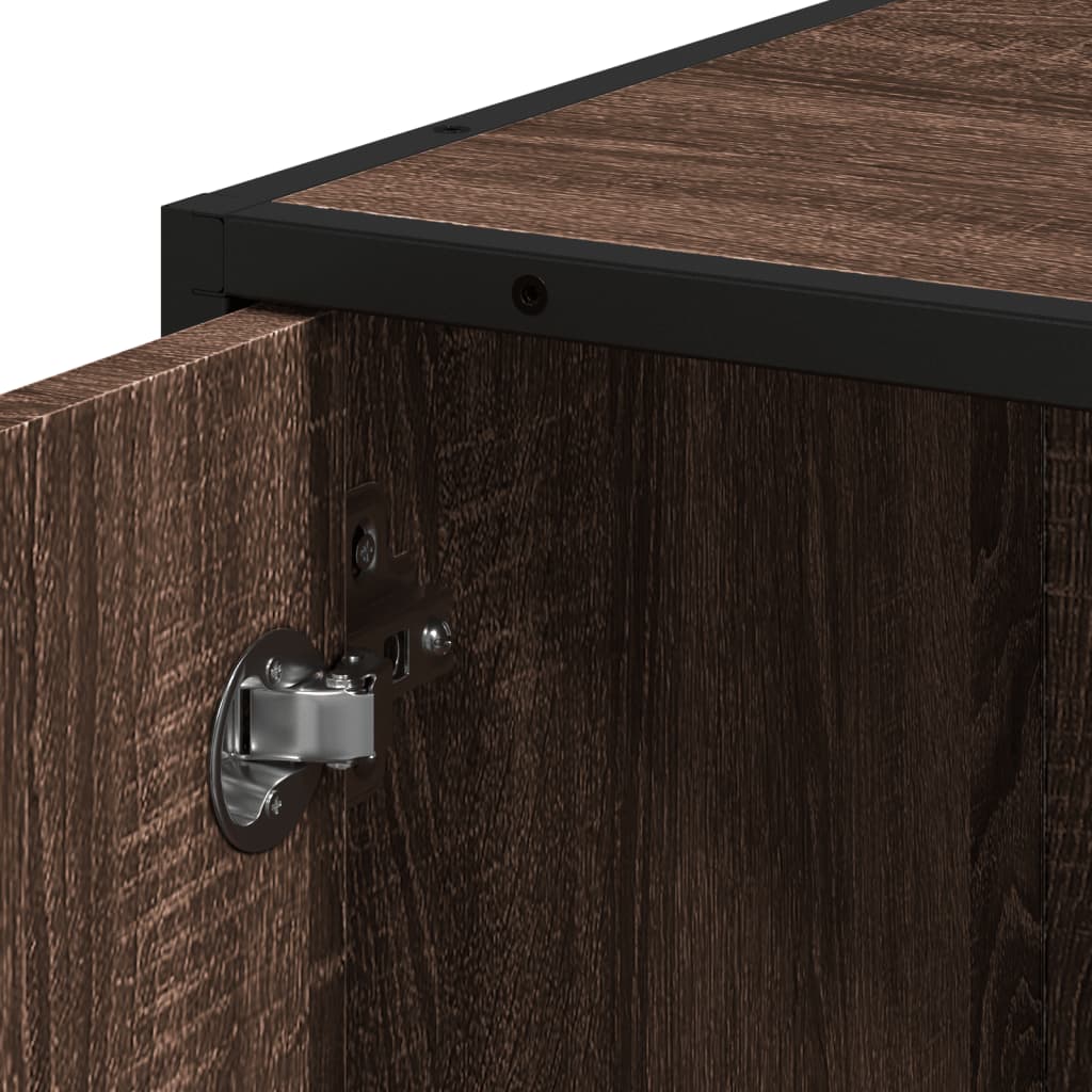 Bathroom Cabinet Brown Oak 35x37.5x188.5 cm Engineered Wood and Metal