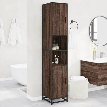 Bathroom Cabinet Brown Oak 35x37.5x188.5 cm Engineered Wood and Metal