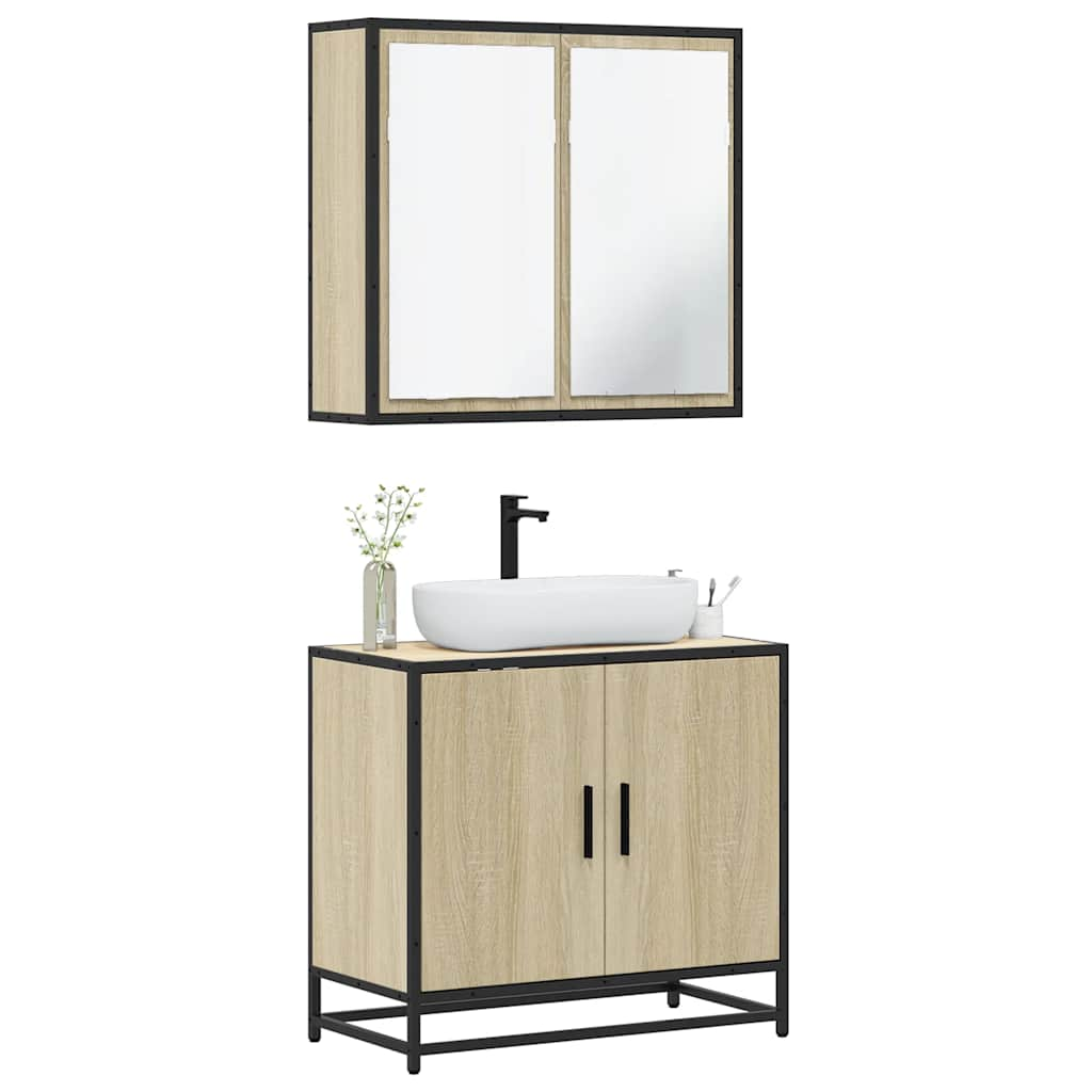 2 Piece Bathroom Furniture Set Sonoma Oak Engineered Wood